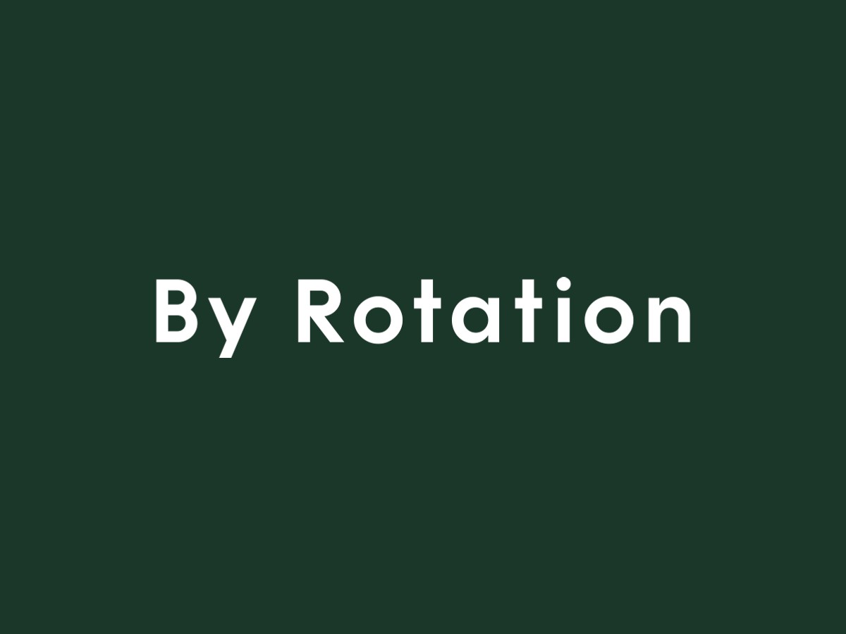 The By Rotation logo in white on dark green