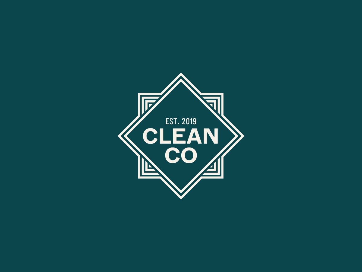 The CleanCo logo, established 2019, in white on dark teal