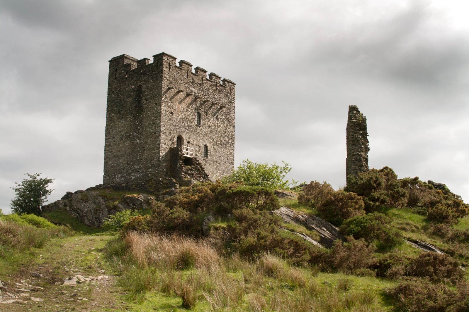Dolwyddelan Castle on a hillside in Wales