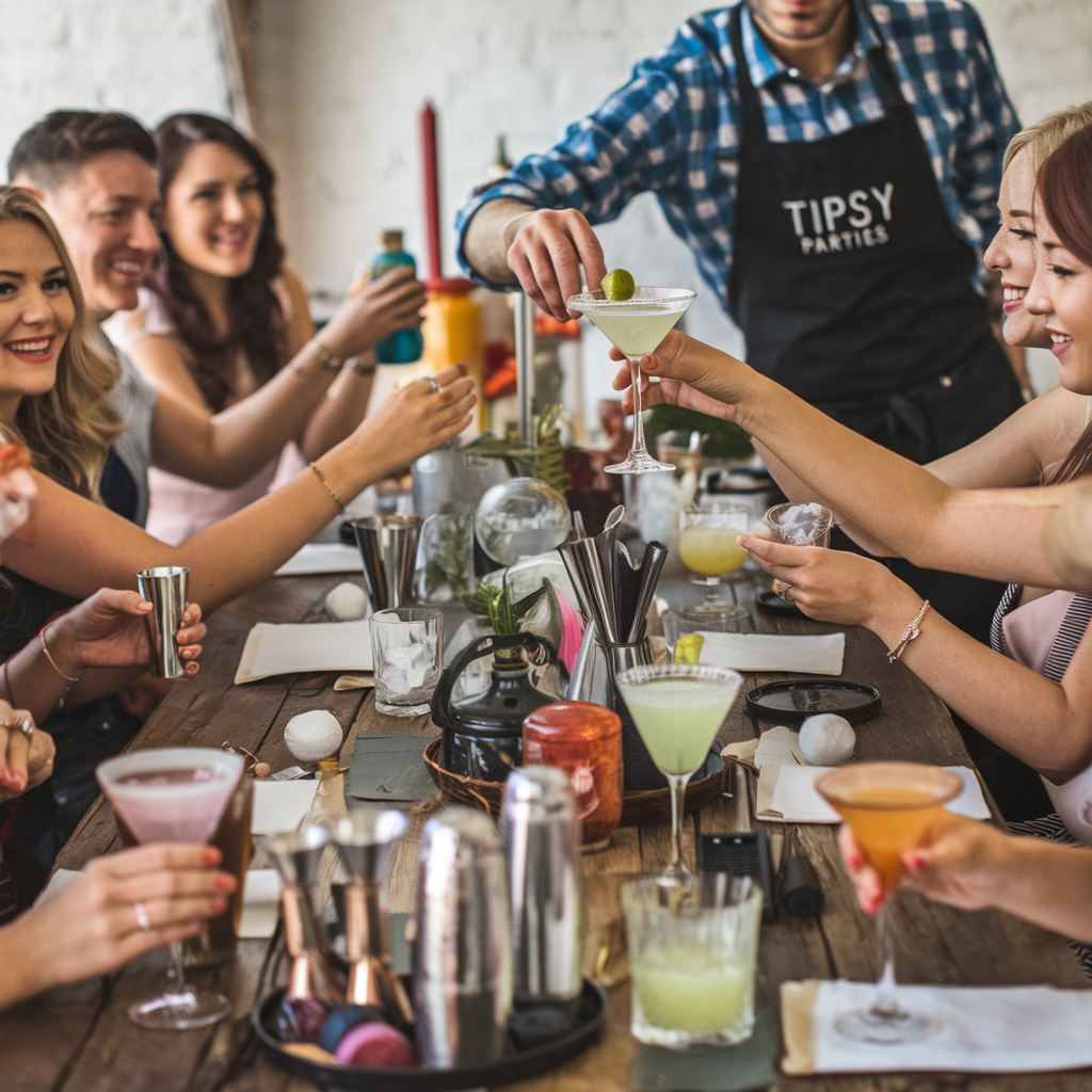 the tipsy cocktail class in Cardiff for a group of Cardiff uni students